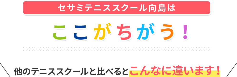 セサミテニススクール向島は ここがちがう！ 他のテニススクールと比べるとこんなに違います！