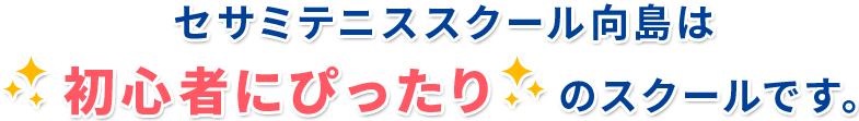 セサミテニススクール向島は　初心者にぴったり　のスクールです。